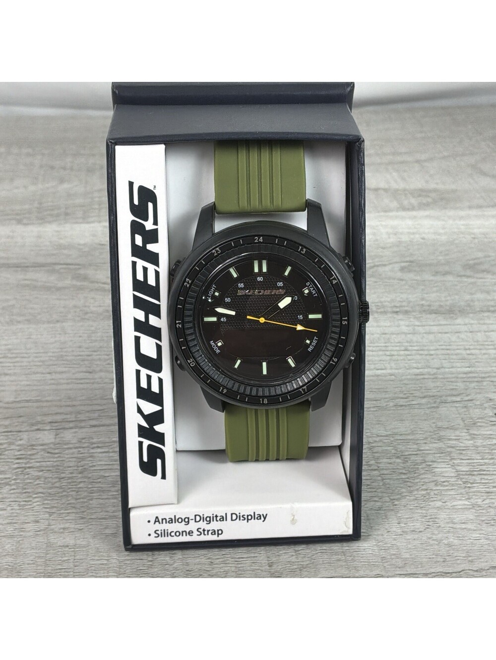 Skechers Analog-Digital Watch – Olive Silicone Strap – In Box